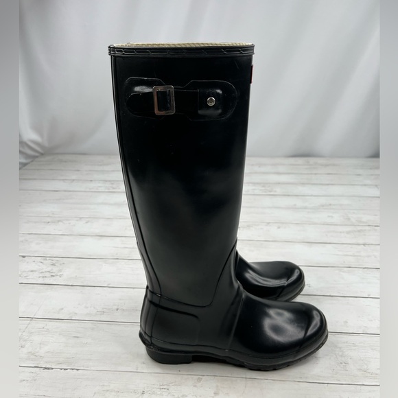 Hunter Original Tall Black Rain Boots Size 9 Women / 8 Men - Picture 3 of 11